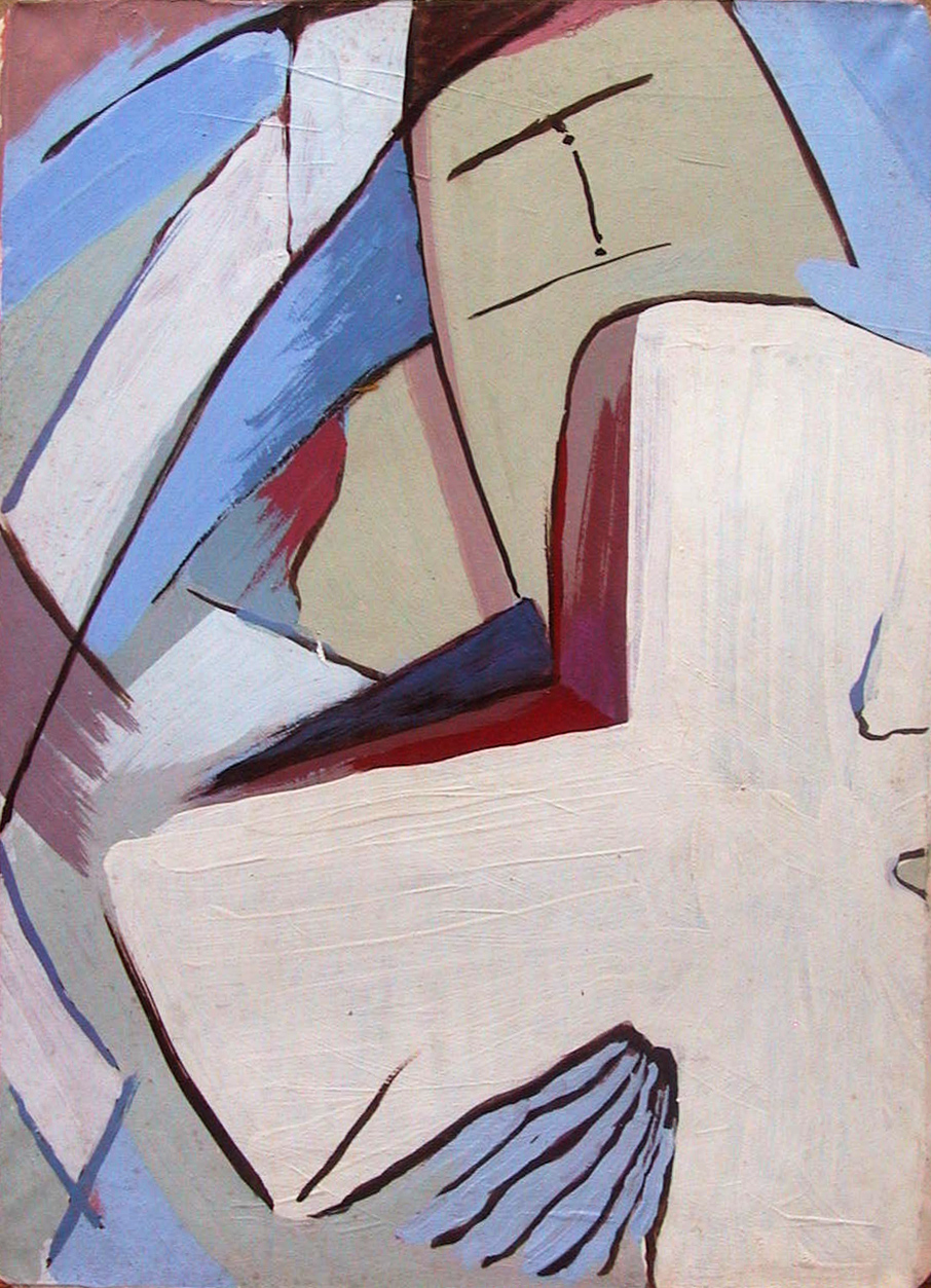 Personaje con cruz. Arte, pintor español de Cañete de las Torres,